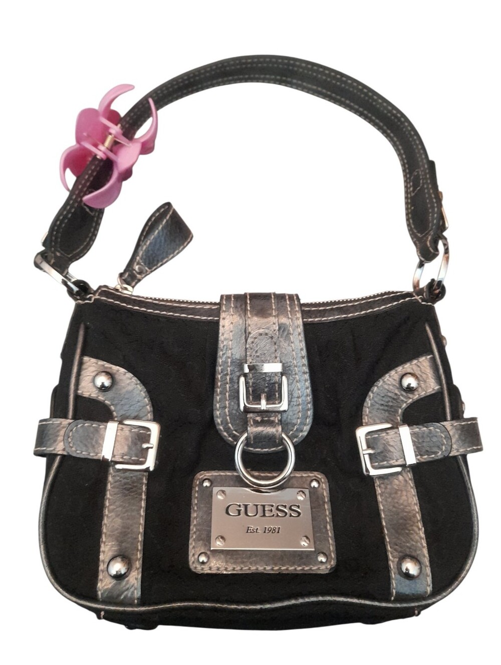 GUESS Signature Buckle Small Shoulder Hand Bag Y2K Vintage